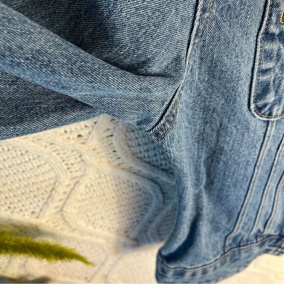 GAP FACTORY Light Wash Cotton Denim Jean Long Sleeve Zip Up Jacket Women XS 90s - Picture 5 of 9